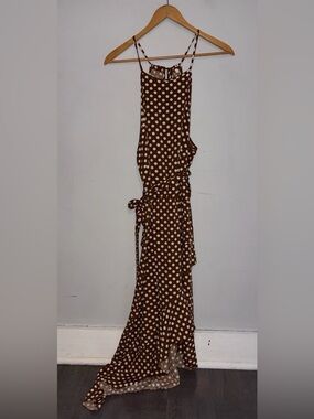 Polka Dot Sundress Brown/White Halter XL